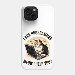 Retro Cat Programmer Meme: Coding Humor Phone Case