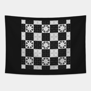 Black and White Modern Abstract Pattern Tapestry