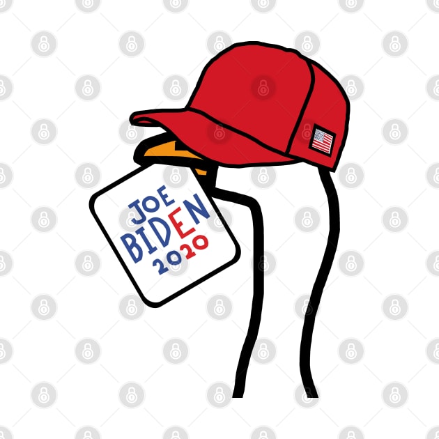 Small Portrait of a Goose with Stolen Red Hat and Joe Biden Sign by ellenhenryart