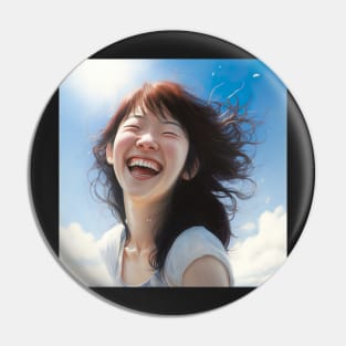 Smily Japanese Teenage Girl Sky Illustration Design Pin