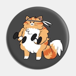 Weight Lifting Orange Tabby Cat Pin