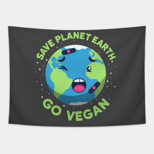 Save The Planet Earth Go Vegan Tapestry