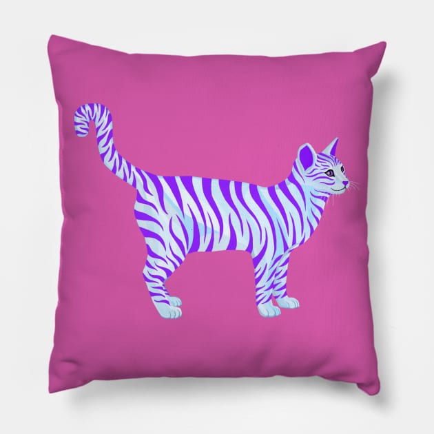 Purple Striped Tabby Cat Pillow by Art by Deborah Camp