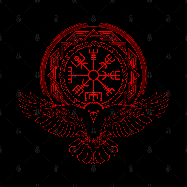 Viking Raven, Vegvisir and Celtic Knotwork by NicGrayTees