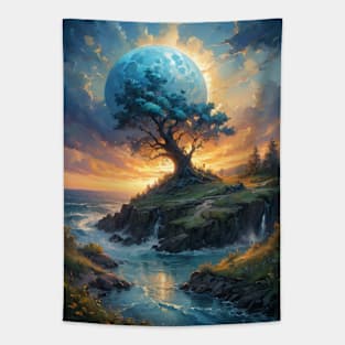 Lunar Tree Landscape Tapestry