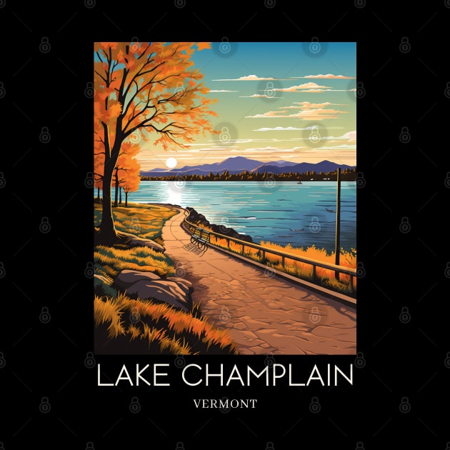 A Pop Art Travel Print of Lake Champlain - Vermont - US by Studio Red Koala