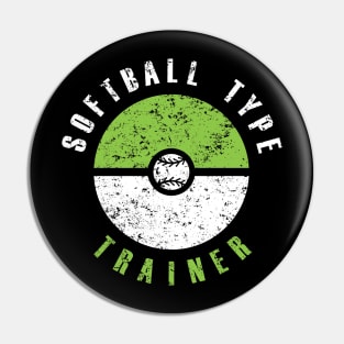 Softball Type Trainer (green & white text) Pin