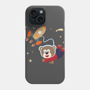 pace bear or astronaut in a space suit with cartoon style Phone Case