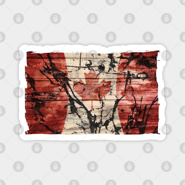 Grunge Canada Flag Rustic Red Aged White Magnet by NaturalDesign