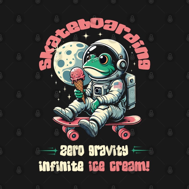 Frog On Skateboard - Funny Frog Skating on Moon by JessArty