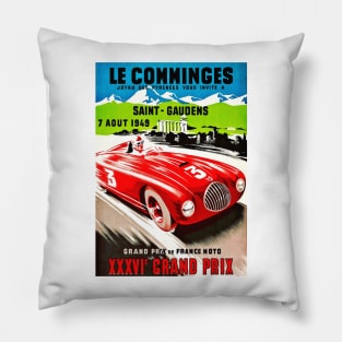 Vintage Grand Prix Poster 1949 Pillow