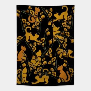 Flower Garden Cats Tapestry