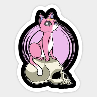 Kitty Cat on Skulls Pastel Goth Aesthetic Cute Kawaii Stickers