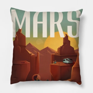 Mars Planet vintage travel poster Pillow