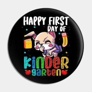 Happy First Day Of Kindergarten Rabbit Kids Pin
