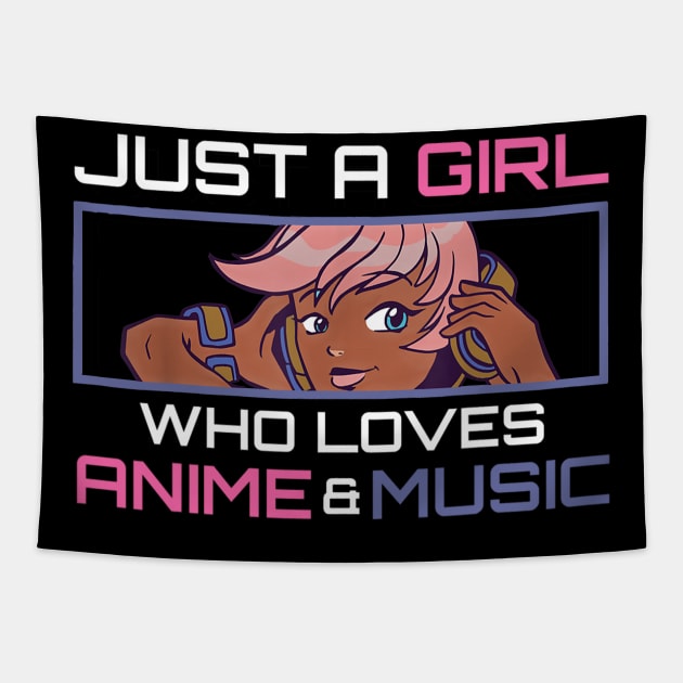 Just A Girl Who Loves Anime And Music Afro African American Tapestry by ArchmalDesign