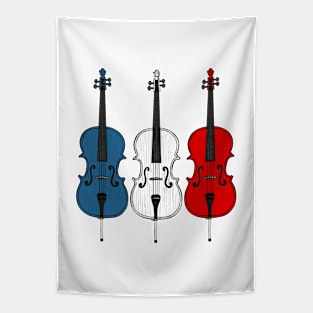 Cello French Flag Cellist String Musician France Tapestry