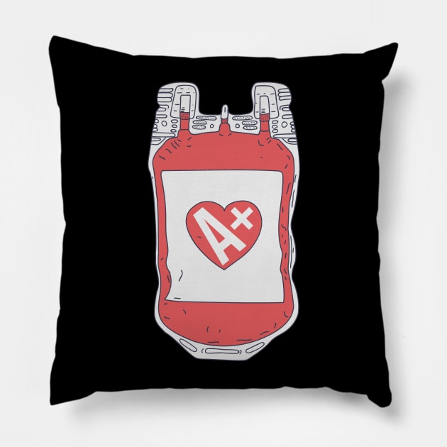 Blood Donation - A+ Blood Type Blood Bag - Hermatologist Pillow by DeWinnes