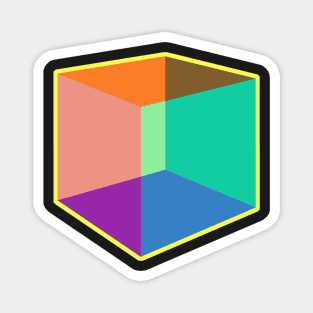 Color Cube Pattern on Yellow Magnet