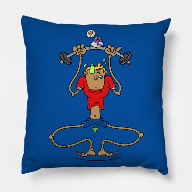 Coach Noodle workout gym skinny guy Pillow by Odd Creatures