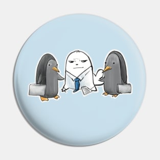 Sealious Business Seal and Penguins With Briefcases Pin