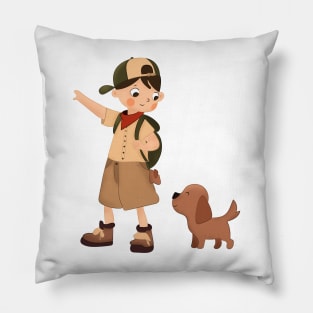 The Boy and His Faithful Canine Companion Pillow