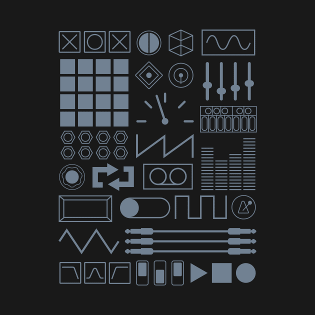 Electronic Musician Synth, Sampler and Drum Machine Controls T-Shirt - Grey by Atomic Malibu