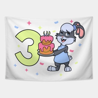 I am 3 with bunny - girl birthday 3 years old Tapestry