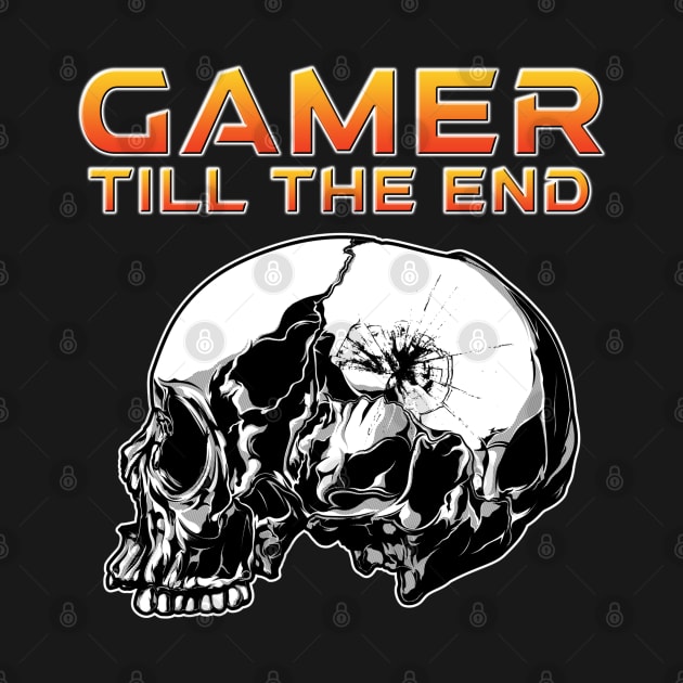 Gamer Till The End Side Skull Orange by Shawnsonart