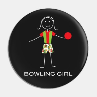 Funny Womens Bowling Illustration Pin