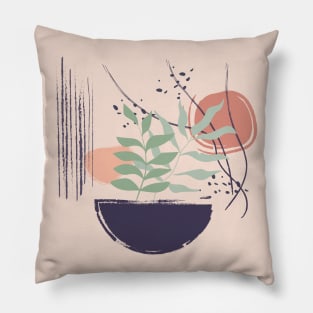 Abstract shapes lines dots and leaves digital design Pillow