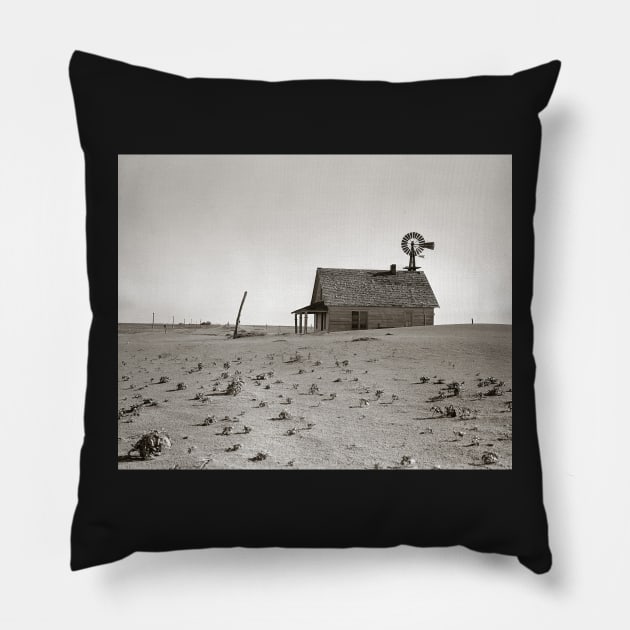 Dust Bowl Farm, 1938. Vintage Photo Pillow by historyphoto