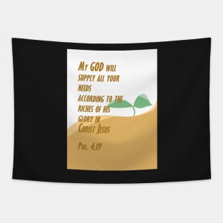 My God will supply all your needs | Christian bible verse artprint Tapestry