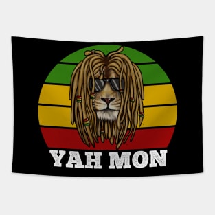 African Rasta Lion, Yah Mon, Jamaican Saying Tapestry