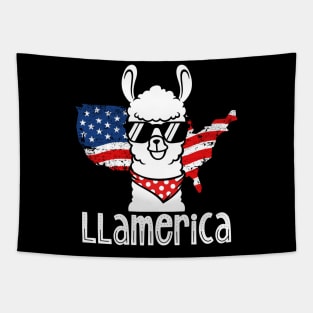 Llamerica 4th of July American Flag Funny Llama Tapestry