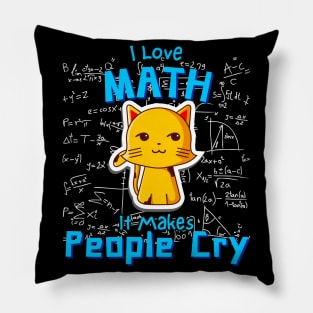 I Love Math Funny Mathematician Cat Formulas Geek Pillow