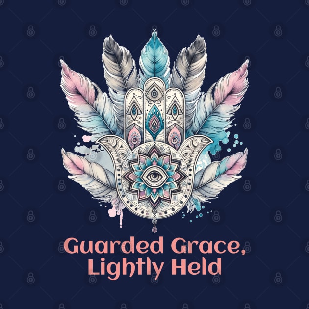 Guarded Grace, lightly held. Hamsa eye, boho yoga by O.M.Art&Yoga