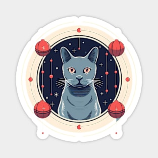 Russian Blue Cat Xmas Ornament, Love Cats Magnet