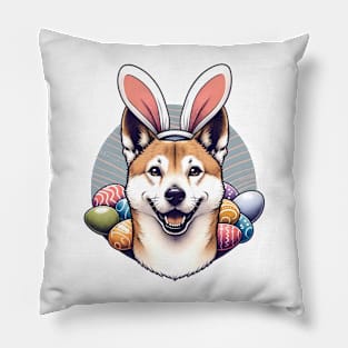 Portuguese Podengo Celebrates Easter with Bunny Ears Pillow