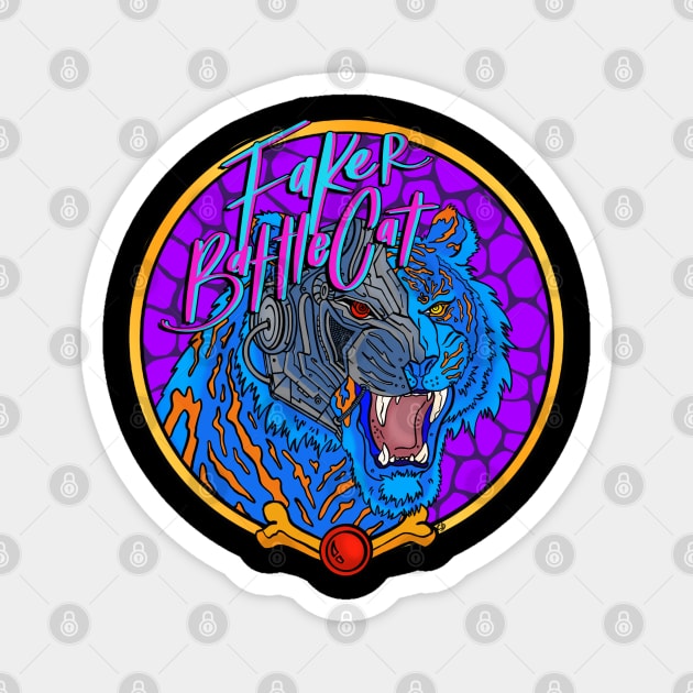 front and back Fakerbattlecat Bright Round LOGO Magnet by FakerBattlecat