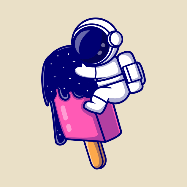 Cute Astronaut With Ice Cream Popsicle Space Cartoon by Catalyst Labs