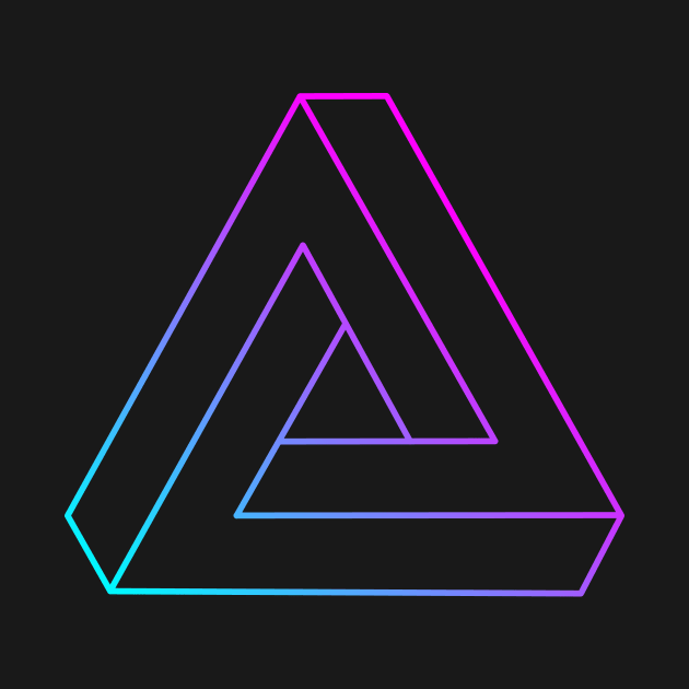 Impossible triangle with cyan to magenta gradient edge by TRIME