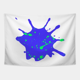 Royal Blue and Neon Green Paint Splatter Tapestry