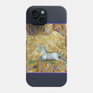 UNICORN AND MEDIEVAL BESTIARY, FANTASTIC ANIMALS IN GOLD RED BLUE COLORS Phone Case