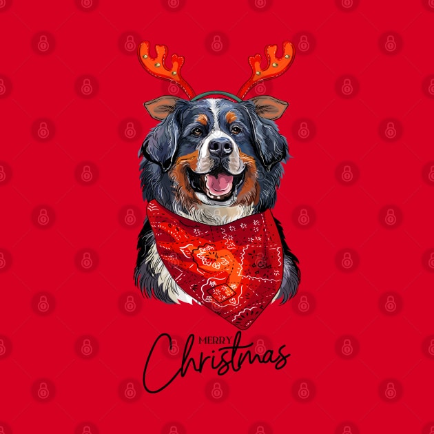 Christmas Bernese Mountain Dog by Budwood Designs