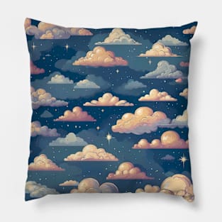 A blue sky and clouds pattern Pillow