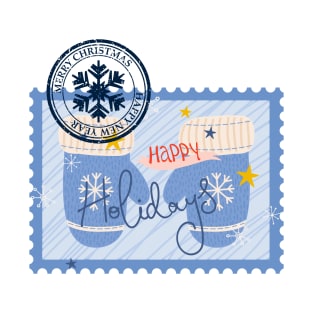 Vintage Stamp: Winter Gloves and Happy Holidays T-Shirt