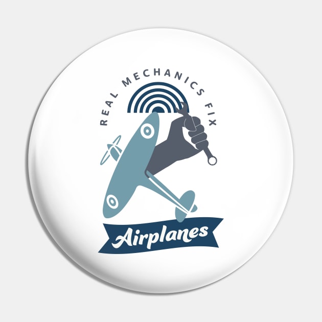 Airplane Mechanic Aircraft Technician Fun Pin by Foxxy Merch