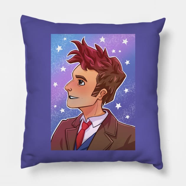 Cute Tenth Doctor Stars Pillow by inhonoredglory