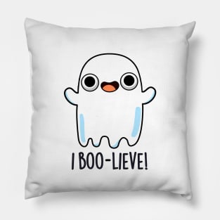 I Boo-lieve Cute Positive Ghost Pun Pillow